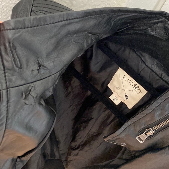 M L.A. Hearts black faux leather bomber jacket - Picture 3 of 5